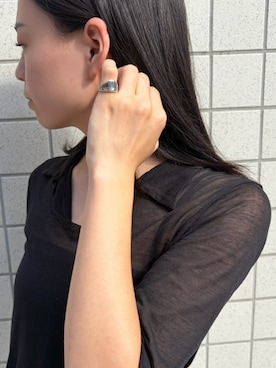 「IRIS47（イリスフォーセブン）の【IRIS47】bulge ring / バルジリング（リング、シルバー系）」を使った、h.o.v_officialさん（レディース・160cm）の秋コーディネート