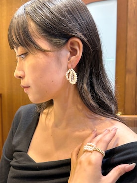 「アイテム（ピアス（両耳用）、ホワイト系）」を使った、h.o.v_officialさん（レディース・150cm）の秋コーディネート
