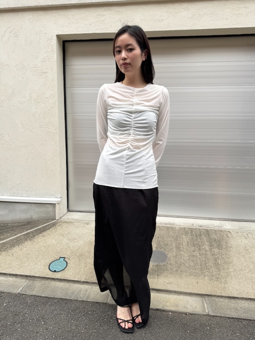 kiehtova】MOIST GATHER LONG TEE/モイスト ギャザー ロング