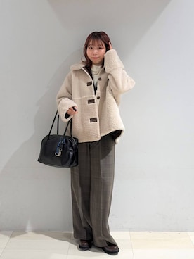 「GLOBAL WORK（グローバルワーク）のお手入れラクラクセットアップ/ワイドパンツ/1017522（その他パンツ、ブラウン系）」を使った、なあさん（レディース・155cm）の秋コーディネート