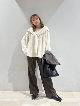 「アイテム（トートバッグ、ブラック系）」を使った、なあさん（レディース・155cm）の秋コーディネート