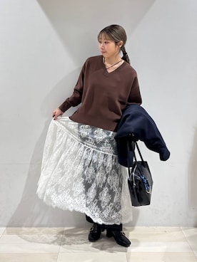 「アイテム（チェスターコート、ブルー系）」を使った、なあさん（レディース・155cm）の秋コーディネート