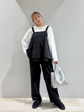 「ラフ」｜「アイテム（つなぎ/オールインワン）」を使った、なあさん（レディース・155cm）の秋コーディネート