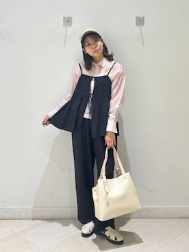 「GLOBAL WORK（グローバルワーク）のらくごこちリブラメソックス/572113（ソックス/靴下、ブラック系）」を使った、なあさん（レディース・155cm）の春コーディネート