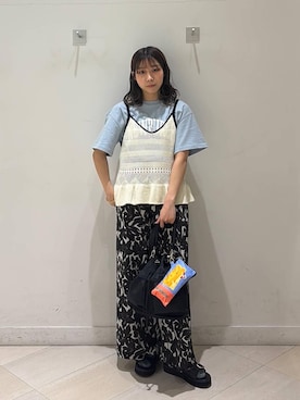 「GLOBAL WORK（グローバルワーク）の撥水軽量2WAYバッグ/137590（ショルダーバッグ、ブラック系）」を使った、なあさん（レディース・155cm）の春コーディネート
