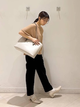 「GLOBAL WORK（グローバルワーク）のらくっションヒールローファー/136033（ローファー、ベージュ系）」を使った、なあさん（レディース・155cm）の春コーディネート
