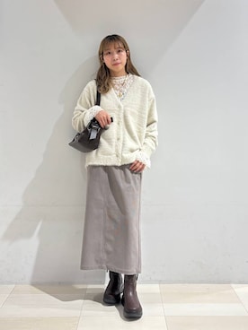 「GLOBAL WORK（グローバルワーク）のフレアスリーブレースプルオーバー/1046128（Tシャツ/カットソー、ホワイト系）」を使った、なあさん（レディース・155cm）の秋コーディネート