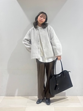 「アイテム（ノーカラーコート）」を使った、なあさん（レディース・155cm）の秋コーディネート