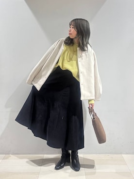 「アイテム（ノーカラーコート）」を使った、なあさん（レディース・155cm）の秋コーディネート