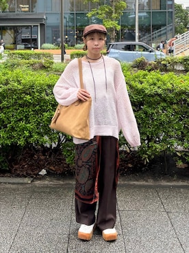 「アイテム（バングル/リストバンド）」を使った、なあさん（レディース・155cm）の秋コーディネート