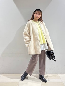 「アイテム（テーラードジャケット、ホワイト系）」を使った、なあさん（レディース・155cm）の冬コーディネート