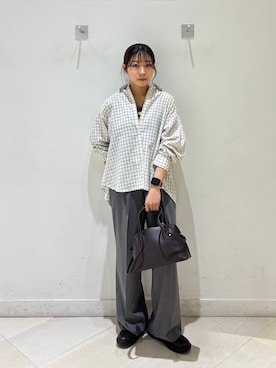 「GLOBAL WORK（グローバルワーク）のスペ軽3ROOM2WAYショルダー/234508（ショルダーバッグ、ブラウン系）」を使った、なあさん（レディース・155cm）の春コーディネート