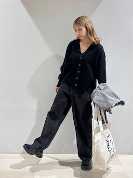 「GLOBAL WORK（グローバルワーク）のGOODデニムバギーパンツ/498388（デニムパンツ）」を使った、なあさん（レディース・155cm・20代）の秋コーディネート