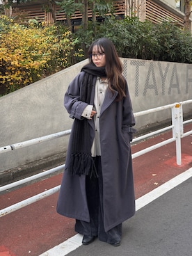 「CASPER JOHN（キャスパージョン）のアイテム（スラックス）」を使った、KURUMIさん（レディース・159cm）の冬コーディネート