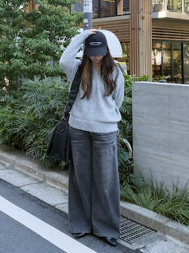 「CASPER JOHN（キャスパージョン）のアイテム（パンツ）」を使った、KURUMIさん（レディース・159cm）の秋コーディネート