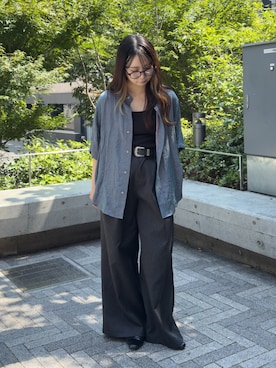 「Happy John（ハッピージョン）のアイテム（スラックス）」を使った、KURUMIさん（レディース・159cm）の夏コーディネート