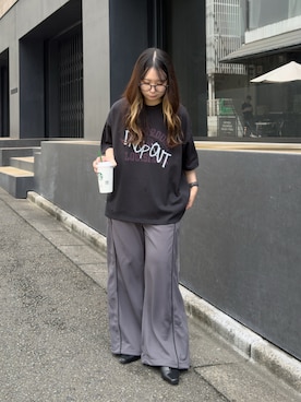 「CASPER JOHN（キャスパージョン）のアイテム（その他パンツ）」を使った、KURUMIさん（レディース・159cm）の夏コーディネート