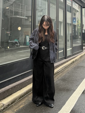 「CASPER JOHN（キャスパージョン）のアイテム（スラックス）」を使った、KURUMIさん（レディース・159cm）の秋コーディネート