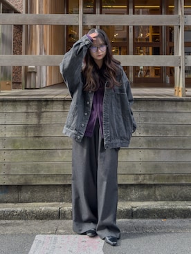 「Happy John（ハッピージョン）のアイテム」を使った、KURUMIさん（レディース・159cm）の冬コーディネート