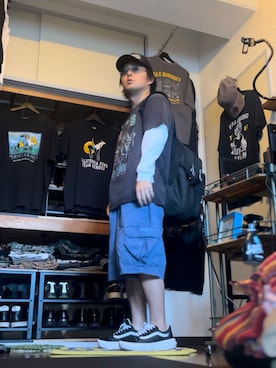 「アイテム（カーゴパンツ）」を使った、yashayuさん（メンズ・163cm・30代）の秋コーディネート