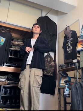 「アイテム（カーディガン/ボレロ）」を使った、yashayuさん（メンズ・163cm）の冬コーディネート