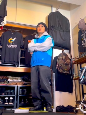 「アイテム（スウェット）」を使った、yashayuさん（メンズ・163cm）の秋コーディネート