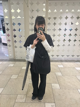 「adidas（アディダス）のグランドコート クラウドフォーム ライフスタイル コート コンフォート / GrandCourt Cloudfoam Lifestyle Court Comfort / アディダス adidas（スニーカー、ブラック系）」を使った、hirariさん（レディース・160cm）の夏コーディネート