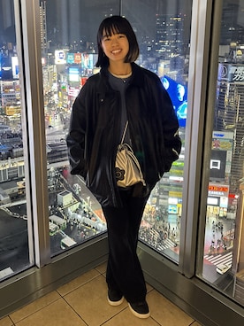 「アイテム（ライダースジャケット）」を使った、hirariさん（レディース・160cm）の秋コーディネート