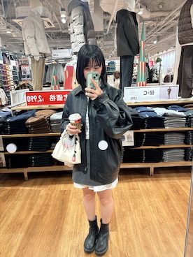 「アイテム（ライダースジャケット）」を使った、hirariさん（レディース・160cm）の秋コーディネート