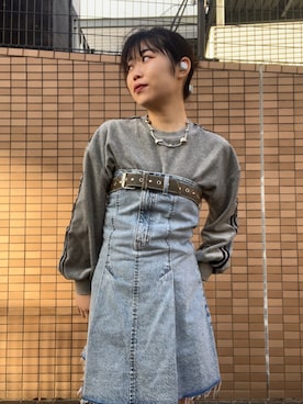 「秋冬コーデ」｜「アイテム（チュニック）」を使った、暖乃さん（レディース・159cm）の冬コーディネート