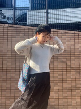 「ローリーズファーム(LOWRYS FARM)」｜「アイテム（ハンチング/ベレー帽）」を使った、暖乃さん（レディース・159cm）の秋コーディネート