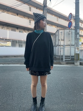 「アパレルスタッフ」｜「アイテム（スウェット）」を使った、暖乃さん（レディース・159cm）の冬コーディネート