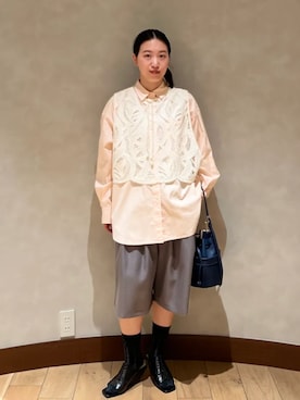 「SHIPS（シップス）のアイテム（アクセサリー）」を使った、中林さん（レディース・157cm）の冬コーディネート