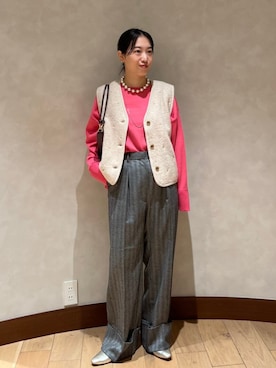 「ピンクニット」｜中林さん（レディース・157cm）の秋コーディネート