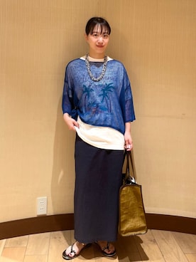 「SHIPS（シップス）のアイテム」を使った、中林さん（レディース・157cm）の夏コーディネート