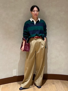 「アイテム（ベルト）」を使った、中林さん（レディース・157cm）の秋コーディネート