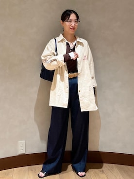 「アイテム（カバーオール）」を使った、中林さん（レディース・157cm）の秋コーディネート