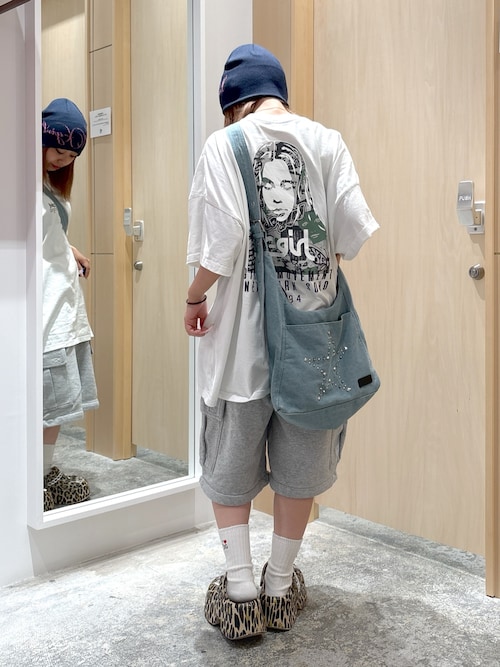X-girl エックスガール COLLAGE CAMO FACE S/S BIG TEE DRESS コラージュカモ フェイス 半袖 ビッグT ドレス 105253041004 / 2025SUMMER / X-girl ワンピース COLLAGE CAMO FACE S/S BIG TEE DRESS