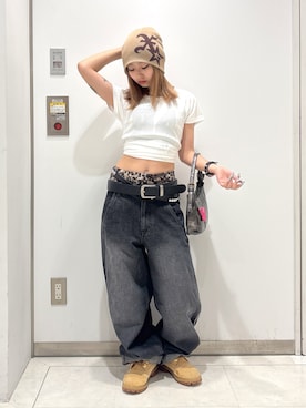 「アイテム（カーゴパンツ）」を使った、シものゆいかさん（レディース・145cm）の夏コーディネート