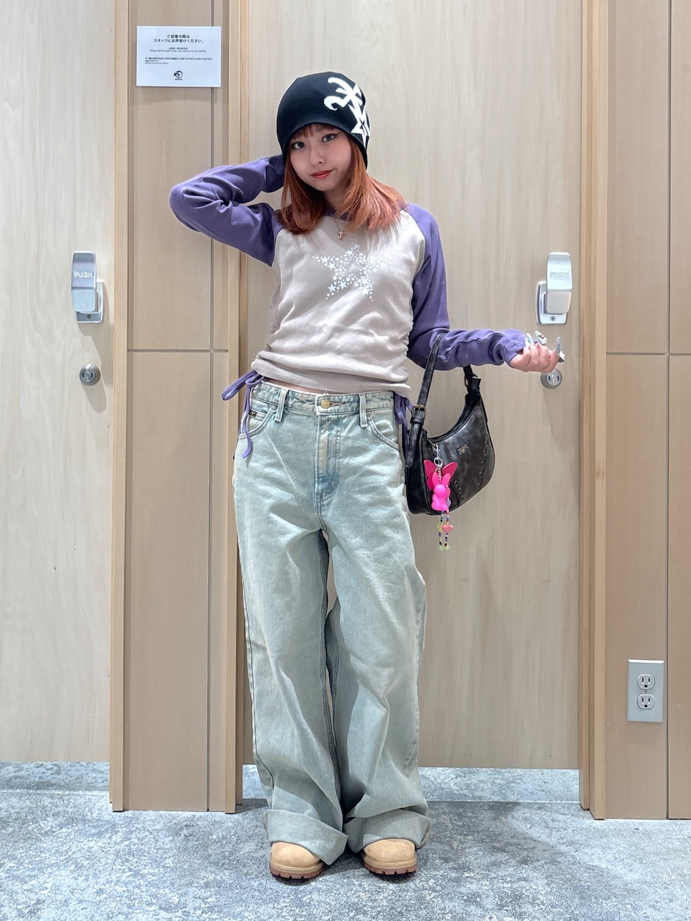 tシャツ SHINY STAR RAGRAN L/S BABY TOP レディース X-girl tシャツ SHINY STAR RAGRAN L/S BABY TOP レディース