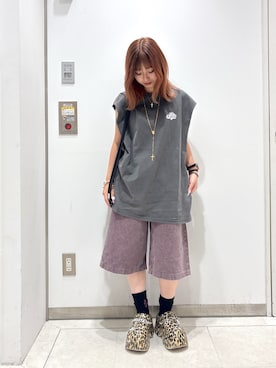 「アイテム（バックパック/リュック）」を使った、シものゆいかさん（骨格ウェーブ・レディース・145cm）の夏コーディネート