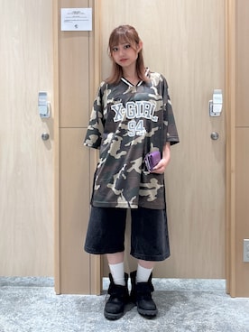 「アイテム（財布/小物、パープル系）」を使った、シものゆいかさん（レディース・145cm）の夏コーディネート
