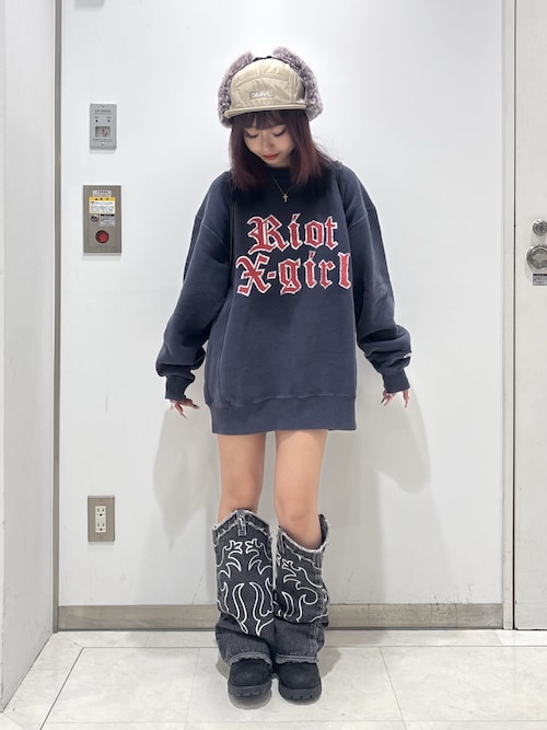 X-girl x Champion REVERSE WEAVE R FADED LOGO SWEAT TOP（スウェット