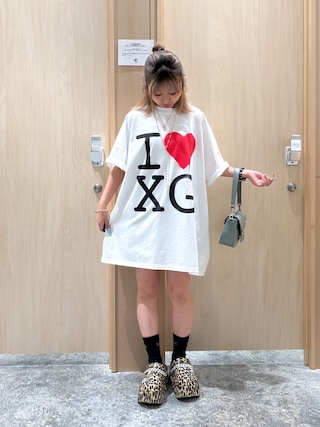 トップス X-girl I LOVE XG BIG TEE DRESS WHITE STENCIL I LOVE XG LOGO S/S BIG TEE DRESS – calif（カリフ