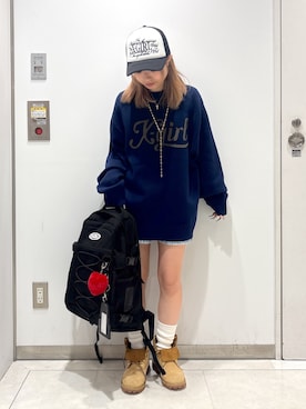 「アイテム（デニムスカート）」を使った、シものゆいかさん（レディース・145cm）の夏コーディネート