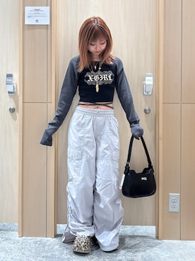 「アイテム（カーゴパンツ）」を使った、シものゆいかさん（レディース・145cm）の夏コーディネート