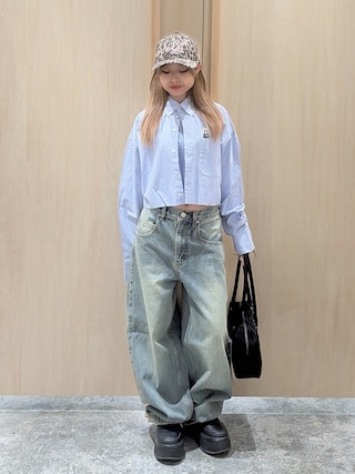 「X-girl(エックスガール)の2P LAYERED L/S SHIRT(シャツ/ブラウス)」を使った、ぽよさん(レディース・145cm)の秋コーディネート