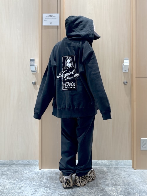 x-girl フード付きパーカー サイズ2 X-girl パーカー FACE POSTER SWEAT HOODIE レディース メンズ