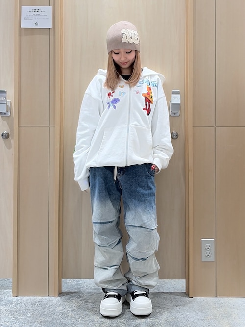 DISTRESSED LOGO PATCH BEANIE（ニットキャップ/ビーニー）｜X-girl