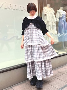 メリージェニー チェックティアードワンピース merry jenny（メリージェニー）の「チェックティアード